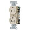 Straight Blade Devices, Receptacles, Duplex, Commercial Grade, 1/2 Controlled, 15A 125V, 2-Pole 3-Wire Grounding, 5- 15R, Light Almond