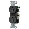 Image of CBRS15C2BLK Straight Blade Devices, Receptacles, Duplex, Commercial Grade, Controlled, 15A 125V, 2-Pole 3-Wire Grounding, 5-15R, Black