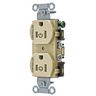Straight Blade Devices, Receptacles, Duplex, Commercial Grade, Controlled, 15A 125V, 2-Pole 3-Wire Grounding, 5-15R, Ivory