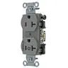 Image of CBRS20C1GRY Straight Blade Devices, Receptacles, Duplex, Commercial Grade, 1/2 Controlled, 20A 125V, 2-Pole 3-Wire Grounding, 5- 20R, Gray