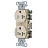 Straight Blade Devices, Receptacles, Duplex, Commercial Grade, 1/2 Controlled, 20A 125V, 2-Pole 3-Wire Grounding, 5- 20R, Light Almond