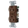 Straight Blade Devices, Receptacles, Duplex, Commercial Grade, Controlled, 20A 125V, 2-Pole 3-Wire Grounding, 5-20R, Brown