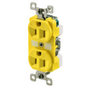 Straight Blade Devices, Receptacles, Duplex, Commercial/Industrial Grade, Corrosion Resistant, 15A 125V, 2-Pole 3-Wire Grounding, 5-15R, Yellow, Single Pack