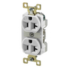 Straight Blade Devices, Receptacles, Duplex, Commercial/Industrial Grade, 20A 125V, 2-Pole 3-Wire Grounding, 5-20R, White, Single Pack