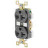 Straight Blade Devices, Receptacles, Duplex, Commercial/Industrial Grade, 15A 250V, 2-Pole 3-Wire Grounding, 6-15R, Gray, Single Pack