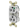 Straight Blade Devices, Receptacles, Duplex, Hospital Grade, 15A 125V, 2-Pole 3-Wire Grounding, 5-15R, White, Single Pack, Illuminated Face