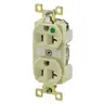 Image of BRY8300IL Straight Blade Devices, Receptacles, Duplex, Hospital Grade, 20A 125V, 2-Pole 3-Wire Grounding, 5-20R, Ivory, Single Pack, Illuminated Face