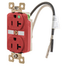 Straight Blade Devices, Receptacles, Tamper- Resistant Duplex, Hospital Grade, 20A 125V, 2-Pole 3-Wire Grounding, 5- 20R, Red, Single Pack