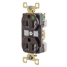 Straight Blade Devices, Receptacles, Duplex, Hospital Grade, 20A 125V, 2-Pole 3-Wire Grounding, 5-20R, Brown, Single Pack