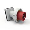 Heavy Duty Products, IEC Pin and Sleeve Devices, Male, Inlet, 100 A 3 Phase 480 VAC, 3-POLE 4-WIRE, Red, Watertight