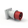 Heavy Duty Products, IEC Pin and Sleeve Devices, Male, Inlet, 60/63 A  200-415 VAC, 4-POLE 5-WIRE, Red, Splash Proof