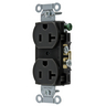 Straight Blade Devices, Receptacles, Duplex, Commercial Grade, 20A 125V, 2- Pole 3-Wire Grounding, 5-20R, Black, Single Pack