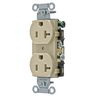 Straight Blade Devices, Receptacles, Duplex, Commercial Grade, 20A 125V, 2- Pole 3-Wire Grounding, 5-20R, Ivory, Single Pack