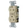 Straight Blade Devices, Receptacles, Duplex, Commercial Grade, 20A 125V, 2-Pole 3-Wire Grounding, 5-20R, Ivory, Single Pack, Isolated Ground