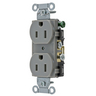 Straight Blade Devices, Receptacles, Duplex, Commercial Grade, 15A 125V, 2-Pole 3-Wire Grounding, 5-15R, Gray, Single Pack