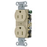 Straight Blade Devices, Receptacles, Duplex, Commercial Grade, 15A 125V, 2-Pole 3-Wire Grounding, 5-15R, Ivory, Single Pack
