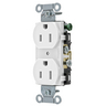 Straight Blade Devices, Receptacles, Duplex, Commercial Grade, 15A 125V, 2-Pole 3-Wire Grounding, 5-15R, White, Single Pack