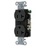 Straight Blade Devices, Receptacles, Duplex, Commercial Grade, 20A 125V, 2-Pole 3-Wire Grounding, 5-20R, Black, Single Pack