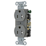 Straight Blade Devices, Receptacles, Duplex, Tamper-Resistant Commercial Grade, 20A 125V, 2-Pole 3-Wire Grounding, 5-20R, Gray, Single Pack