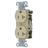 Straight Blade Devices, Receptacles, Duplex, Commercial Grade, 20A 125V, 2-Pole 3-Wire Grounding, 5-20R, Ivory, Single Pack