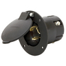Locking Devices, Covered Flanged Inlet, 50A 125/250V, 3-Pole 4-Wire Grounding, Black, Bulk Packed