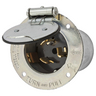 Bryant Wiring Devices, Locking Devices, Industrial, Flanged Inlet, 50A3-Phase Delta 480V AC, 3-Pole 4-Wire Grounding, Non-NEMA, ScrewTerminal, Black, With Weatherproof Cover