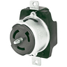Locking Devices, Industrial, Receptacle, 50A 250V, 2-Pole 3-Wire Grounding, Non-NEMA, Screw Terminal, Black
