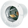 Locking Devices, Industrial, Flanged Inlet, 50A 250V, 2-Pole 3-Wire Grounding, Non-NEMA, Screw Terminal, Heavy Duty Black
