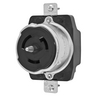 Locking Devices, Industrial, Receptacle, 50A 480V, 2-Pole 3-Wire Grounding, Non-NEMA, Screw Terminal, Black