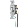 Switches and Lighting Controls, Spec Grade, Toggle Switches, General Purpose AC, Double Pole, 15A 120/277V AC, Back and Side Wired, Pre-Wired with 8" #12 THHN, White