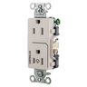 Straight Blade Devices, Receptacles, Decorator Duplex, Commercial Grade, 1/2 Controlled, 15A 125V, 2-Pole 3-Wire Grounding, 5-15R, Light Almond