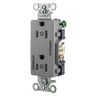 Straight Blade Devices, Receptacles, Decorator Duplex, Commercial Grade, Controlled, 15A 125V, 2-Pole 3-Wire Grounding, 5-15R, Gray