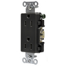 Straight Blade Devices, Receptacles, Duplex, Decorator, Commercial/Industrial Grade, 15A 125V, 2-Pole 3-Wire Grounding, 5-15R, Black, Single Pack
