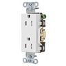 Straight Blade Devices, Receptacles, Tamper- Resistant Duplex, Decorator, Commercial/Industrial Grade, 15A 125V, 2- Pole 3-Wire Grounding, 5-15R, White, Single Pack