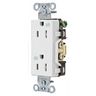 Straight Blade Devices, Tamper and Weather Resistant, Decorator Duplex Receptacle, 15A 125V, 2-Pole 3-Wire Grounding, 5-15R, White