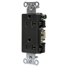 Straight Blade Devices, Receptacles, Duplex, Decorator, Commercial/Industrial Grade, 20A 125V, 2-Pole 3-Wire Grounding, 5-20R, Black, Single Pack
