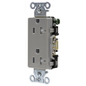 Straight Blade Devices, Receptacles, Tamper- Resistant Duplex, Decorator, Commercial/Industrial Grade, 20A 125V, 2- Pole 3-Wire Grounding, 5-20R, Gray, Single Pack
