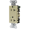 Straight Blade Devices, Commercial Grade, Decorator Duplex, Weather and Tamper Resistant, 20A 125V, 2-Pole 3-Wire Grounding, 5-20R, Ivory