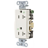 Straight Blade Devices, Commercial Grade, Decorator Duplex, Weather and Tamper Resistant, 20A 125V, 2-Pole 3-Wire Grounding, 5-20R, White