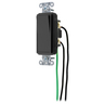 Switches and Lighting Controls, Spec Grade, Decorator Switches, General Purpose AC, Single Pole, 15A 120/277V AC, Back and Side Wired, Pre-Wired with 8" #12 THHN, Black