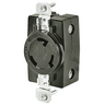 Locking Devices, Industrial, Flush Receptacle, 30A 120V AC 400Hz, 2-Pole 3-Wire Grounding, NEMA FSL2, Screw Terminal, Black.