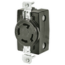 Locking Devices, Industrial, Flush Receptacle, 30A 3-Phase 120V AC, 400Hz, 3-Pole 4-Wire Grounding, NEMA FSL3, Screw Terminal, Black.