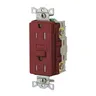 Image of GFRTW15R Power Protection Devices, Receptacle, Self Test, GFCI, TRWR, Commercial Grade, 15A 125V, 2-Pole 3-Wire Grounding, 5-15R, Red