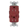 Image of GFRTW15R Power Protection Devices, Receptacle, Self Test, GFCI, TRWR, Commercial Grade, 15A 125V, 2-Pole 3-Wire Grounding, 5-15R, Red