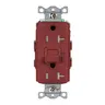 Image of GFRTW20R Power Protection Devices, Receptacle, Self Test, GFCI, TRWR, Commercial Grade, 20A 125V, 2-Pole 3-Wire Grounding, 5-20R, Red