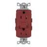 Image of GFRWR15R Power Protection Devices, Receptacle, Self Test, GFCI, WR, Commercial Grade, 15A 125V, 2-Pole 3-Wire Grounding, 5-15R, Red