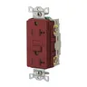 Image of GFRWR20R Power Protection Devices, Receptacle, Self Test, GFCI, WR, Commercial Grade, 20A 125V, 2-Pole 3-Wire Grounding, 5-20R, Red