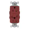 Image of GFRWR20R Power Protection Devices, Receptacle, Self Test, GFCI, WR, Commercial Grade, 20A 125V, 2-Pole 3-Wire Grounding, 5-20R, Red