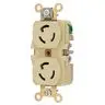 Image of HBL4700I Locking Devices, Twist-Lock®, Industrial, Duplex Receptacle, 15A 125V, 2-Pole 3-Wire Grounding, L5-15R, Screw Terminal, Ivory