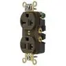 Image of HBL5492 Straight Blade Devices, Receptacles, Combo Duplex, Industrial Grade, 2-Pole 3-Wire Grounding, 20A 250V, 6- 20R, Brown, Single Pack